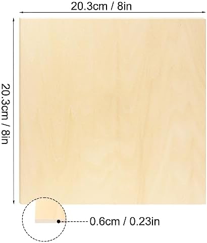 20 PCS 8 Inch Square Basswood Board, Thickness 6 mm, Basswood Sheets, balsa Wood Sheet,Plywood Sheets for Laser, CNC Cutting, Wood Burning, Drawing Painting, Wood Engraving,by GNIEMCKIN