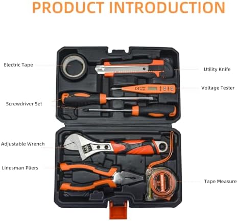 Home Repair Partner Home Hand Tool Kit And Portable Toolbox Include Wrench,Utility Knife,Screwdriver.Multi Functional Home Tool Set For House,Garage,College Dorm And Office Covering Multiple Scenarios