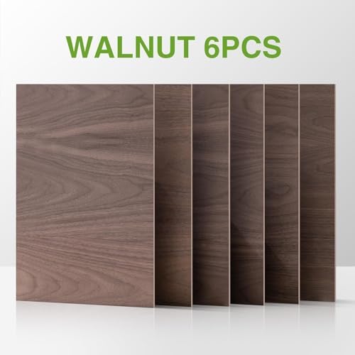 ROBOTIME 6-Pack 1/8" Walnut Plywood Sheets - 12 x 16 x 1/8 Inch - 3mm Laser Wood Sheets for Laser Cutting, Engraving & Wood Burning (Pyrography)