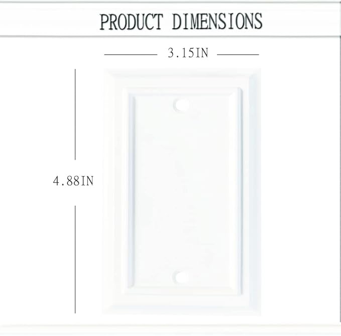 Wall Plates, Duplex Outlet Covers, Toggle Light Switch Plates, Decorator Light Switch Cover, Bamboo Fiber Material Wall Plate, Standard Size Wall Plates of various styles, White (1 Gang Blank 4 Pack)