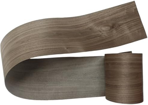 Black Walnut Wood Veneer Sheet,Flat Cut,8.5''x 98'',Iron On Stick Veneer Roll Without Paper,Pre-glued Hot Melt Self Adhesive Walnut Tape for Cabinet Furniture Plywood Laminate Speaker Renovation