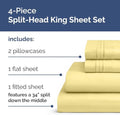Flex Top Split Head King 4 Piece Sheet Set - Ultra-Soft & Cooling - Yellow