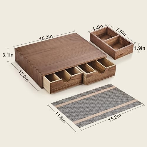 SMARTAKE Wooden Coffee Pod Organizer Storage Box Coffee Tea Organizer