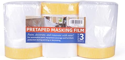 TAPEBEAR Pre-Taped Masking Film Tape and Drape 22" x 30Yards 3Rolls