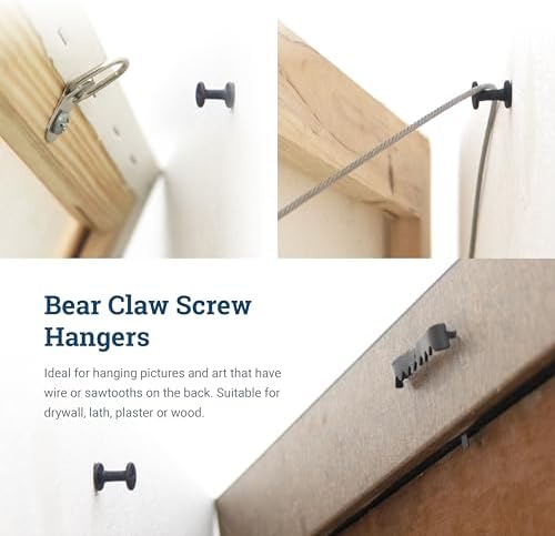 PHS Black Bear Claw Hanger Screws, Holds 30 lb, 30 Pack for Drywall