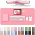 YSAGi Leather Desk Protector, Office Mat, Large Mouse Mat, Non-Slip PU Leather Blotter, Laptop Desk Mat, Waterproof Writing Pad for Office and Home (Pink, 35.4" x 17")