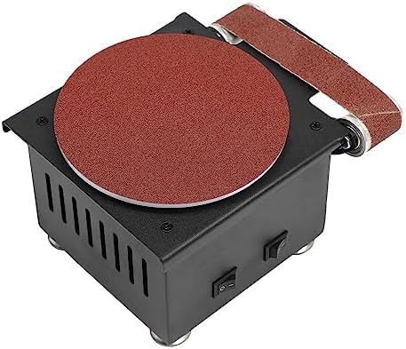 Mini Belt Disc Sander, 6 Inch Electric Disc Sander Machine, 100W Edge Sharpener Mini Bench Polisher Tools Kits for Wood, Metal, Stone, Stainless Steel
