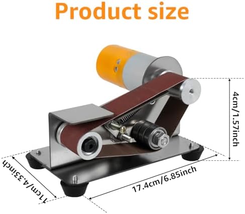 Mini Belt Sander, 15° Electric Spindle Knife Sharpener Bench Grinder Sanding Machine, 7 Adjustable Speed Belt Grinder, Cutter Sharpener Sander Small Polishing Grinding Machine for Metal Jewelry