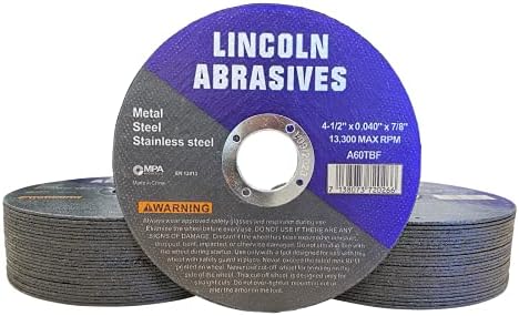 50 Pack 4.5" Cut-Off Wheels Lincoln Abrasives .040" Metal & Stainless Steel