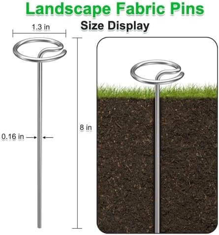Heavy-Duty Landscape Staples – 50 Pcs 8-Inch G-Shaped Thickened Galvanized Garden Fabric Staples,Rust-Resistant Ground Cover Pins for Weed Barrier, Erosion Control & Landscaping Projects