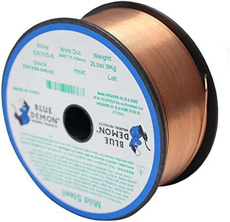 Blue Demon ER70S6 MIG/GMAW Carbon Steel Welding Wire, All Position, Low Spatter, Formulated to Provide Porosity-Free, X-Ray Quality Welds Even on Dirty/Rusty Steel (.045" 2# Spool)