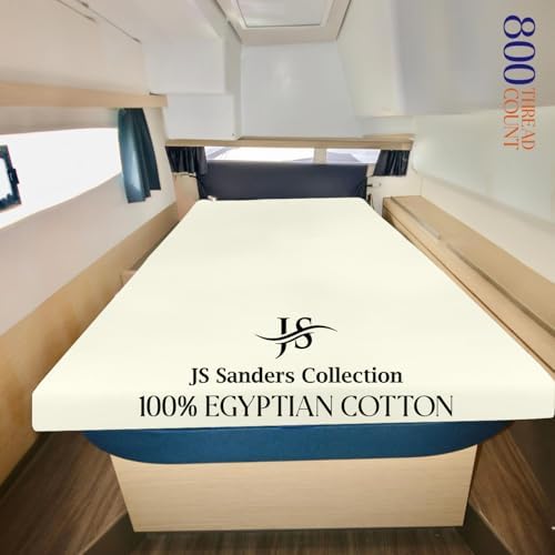 JS Sanders AFT Berth Boat Sheet 1 Pcs 600 TC Egyptian Cotton, Ivory