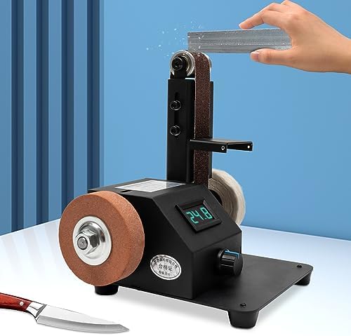 Mini Belt Sander,Benchtop Sander Electric Bench Grinder Spindle Sander 0-90° Adjustable Polishing Grinding Machine W/Digital Display For Metal, Wood, Acrylic,Jewelry