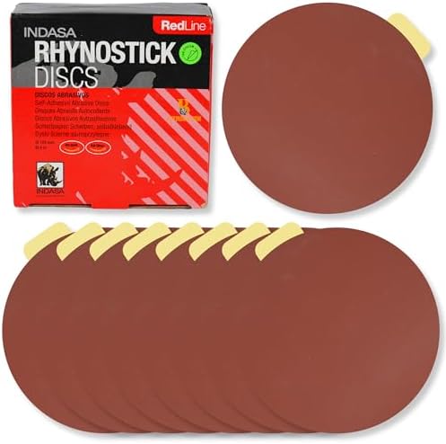 Indasa 5" Rhynostick 50 PCS – 40 Grit, PSA Sanding Discs – High-Performance Abrasive, 250°F Heat-Resistant, Clog-Free, No Residue – Aluminum Oxide