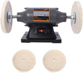 8-Inch Electric Polisher Benchtop Buffer Grinder 4PCs 80Ply Thic Buffing Wheels Benchtop Buffing Machine for Polishing Metal,Jewelry,Knives,Wood,Jade and Plastic (Gray, 8-Inch)