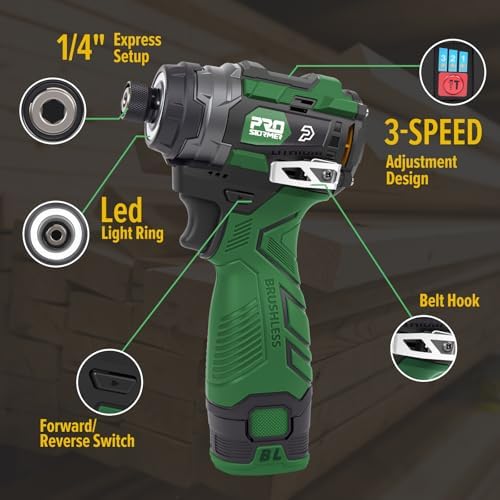 Prostormer 17V Cordless Impact Driver Set, 140Nm Brushless Screwdriver