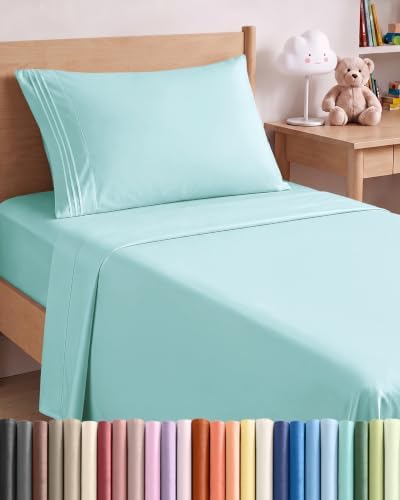 Twin XL Size 3 Piece Sheet Set - Breathable & Cooling Sheets - Spa Blue