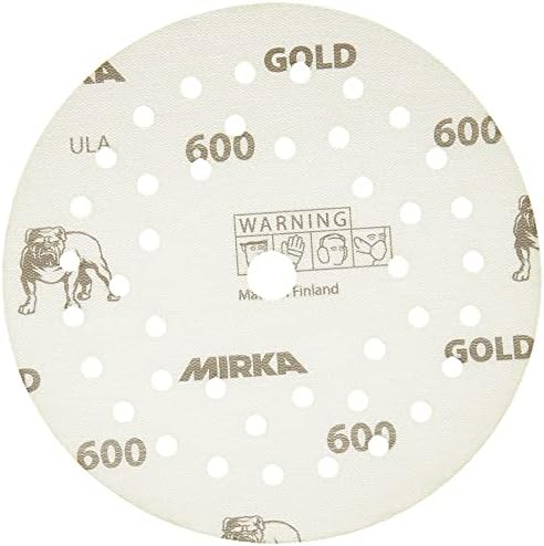 Mirka Gold Film Multifit 5 Inch Sanding Discs, 600 Grit Hook & Loop 50 Pack