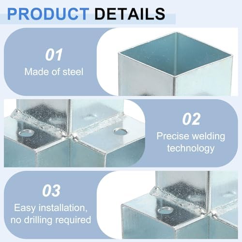 uxcell 3-Way Gazebo Brackets Kit, Right Angle Corner Bracket Woodworking DIY Post Base Kit for 1.3" x 1.3" Lumber for Outdoor Patio Gazebo Log Cabins (4 Pack)