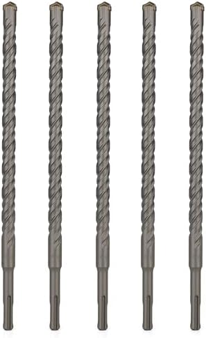 SDS Plus Bits (9/16"*12")-5PCS Rotary Hammer Drill Bits Set Cross Carbide Tips for Concrete, Brick, Cement Walls, Stone, Brick