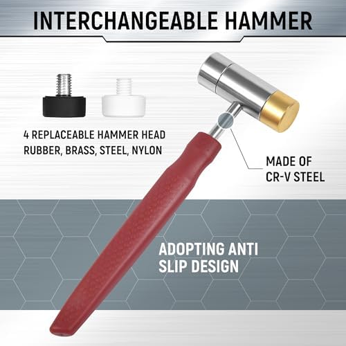 19Pcs Roll Pin Punch Set with Hammer and Bench Block
