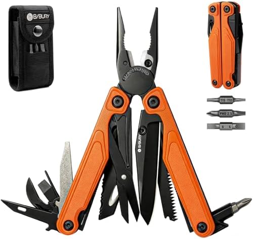 BIBURY 9oz Lightweight G10 Handle Multitool, One-Hand Opening Pocket Knife