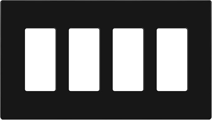 ENERLITES Screwless Decorator Wall Plates Child Safe Outlet Covers, Gloss Finish, Medium Size 4-Gang 4.88" H x 8.58” L, Unbreakable Polycarbonate Thermoplastic, SI8834M-BK, Black