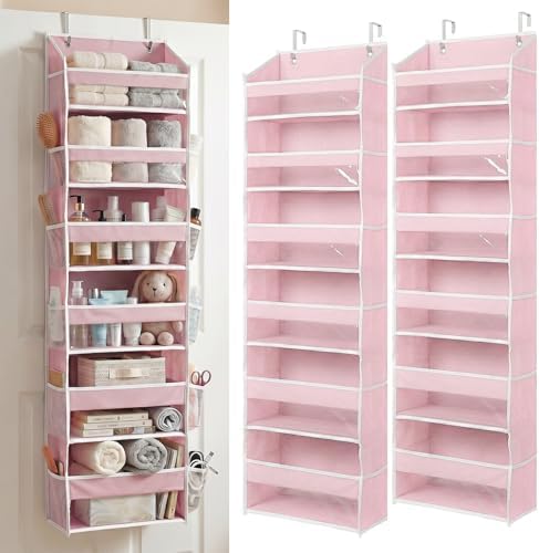 HOMELUX THEORY Over the Door Organizer, 6-Tier, 100D Fabric, Baby Pink 2pc