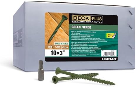 Deck Plus Deck Screws, #10 x 3in, 1500 Pack, Green