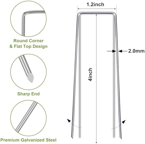 Whonline 32 Pack Landscape Staples 4 Inch, 12 Gauge Garden Stakes