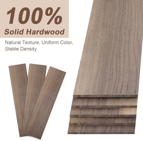 25 Pack Black Walnut Wood Veneer Lumber 1/8 Inch Thin Wood Strips, 3" x 18" Unfinished Solid Hardwood Blanks for Laser Engraving, Cnc Cutting, Carving, Pyrography, DIY Craft and Woodworking