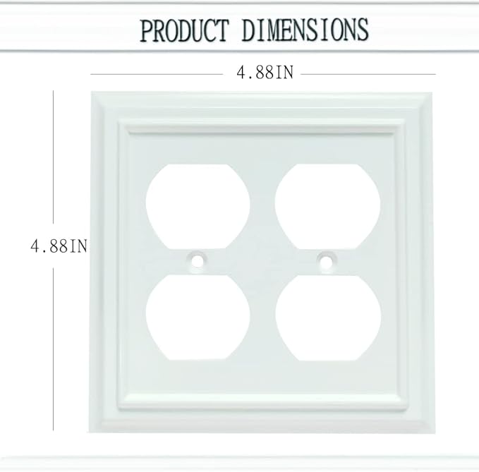 Wall Plates, Duplex Outlet Covers, Toggle Light Switch Plates, Decorator Light Switch Cover, Bamboo Fiber Material Wall Plate, Standard Size Wall Plates of various styles, White (2 Gang Duplex 2 Pack)