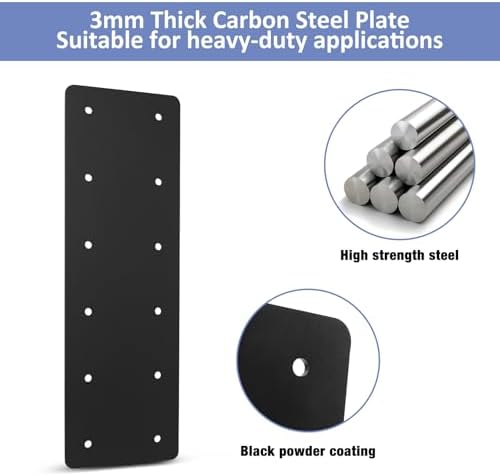 4 Pcs 15.7"x5" Straight Steel Plate for Wood 6x6 6x8, 3MM Thick