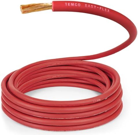TEMCo 6 Gauge AWG 200 Ft Red Flexible Pure Copper Made in USA Welding Cable Battery Wire - Heavy Duty Solar, Inverter, Car, RV, Truck