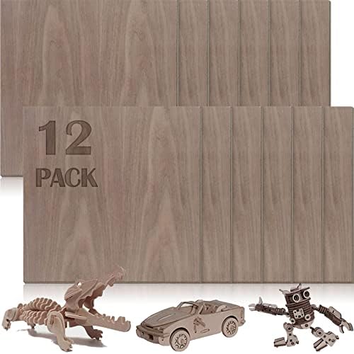 12 Pcs Walnut Unfinished Wood Craft, 12 x 12 x 1/8 Inch - 3mm Thick Walnut Unfinished Plywood for Laser Cutting & Engraving, School DIY Projects, Painting, Fretwork, CNC Cutting, Wood Burning 12 Pcs