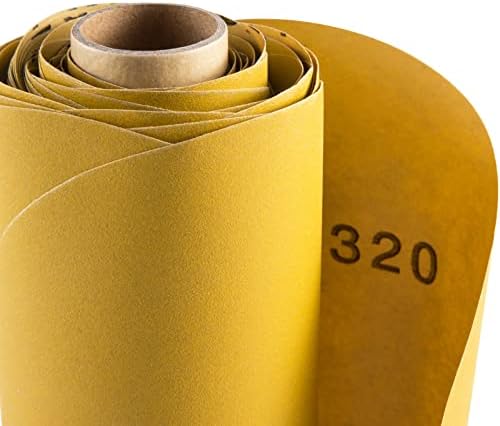 S SATC Premium Gold Sandpaper 6 Inch 100 PCS Sanding Discs 320 Grit Self Adhesive Stickyback Sandpaper Roll Aluminum Oxide PSA Sandpaper Discs for Wood, Metal, and Car Paint