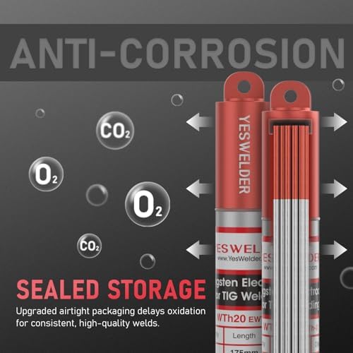 YESWELDER TIG Welding Tungsten Electrode Red Tip 3/32" x 7" (Red, WT20/EWTh-2) 10-pk (Pack of 2)