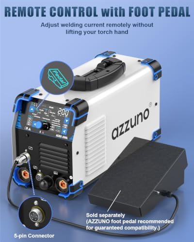 AZZUNO 200A AC/DC Aluminum TIG Welder, 10-in-1 TIG Welding with Pulse Cold