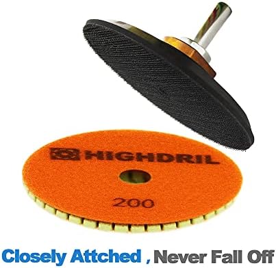 Wet Diamond Polishing Pads - HIGHDRIL 6pcs 4 inch #200,for Granite Marble Ceramic Artificial Stone Sanding Used on Grinder or Polisher
