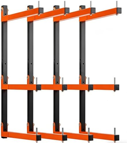 4 Pack Lumber Rack Wall Mount, Heavy Duty Wood Storage Racks, 6-Level System Organizer Shelving, 720 LBS Capacity Hanging Garage Shelves, Orange Brackets Utility Metal Shelf for Indoor and Outdoor