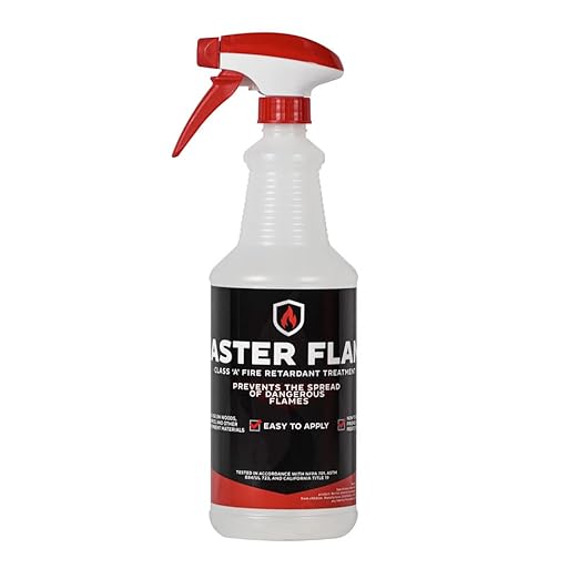 Master Flame Class A Fire Retardant Spray for Wood, Fabric, Cotton & More - Non-Toxic Flame Retardant Coating - Meets NFPA 701 & ASTM E84 - Made in USA - Easy to Apply and Dries Clear - 1x Spray Quart