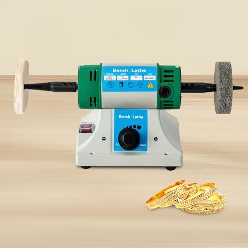 DNYSYS Jewelry Polisher,Bench Buffer,Adjustable Variable Speed Bench Grinder Polishing & Buffing Machine,Polisher Polishing Dental Machine with 2 Cloth Wheel & Fabric wheels for Jewelry,Wood,Jade,110V