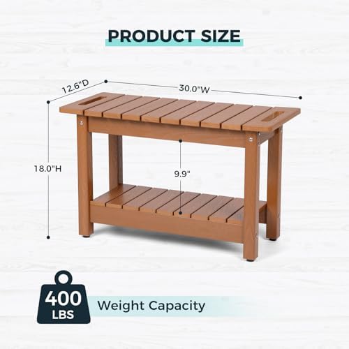 30" Shower Bench, HIPS Waterproof Shower Stool for Shaving Legs