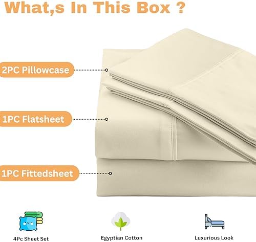 SCI Top Split Flex Sheet Set for Adjustable Bed King Size ,Ivory