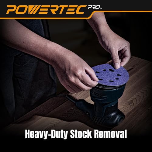 POWERTEC PRO 100PK, 5 Inch Sanding Discs Hook and Loop, 120 Grit, Zirconia Orbital Sander Sandpaper for 5 & 8 Hole Random Orbital Sanders - Automotive, Paint, Metal, Woodworking (45312Z-50-P2)