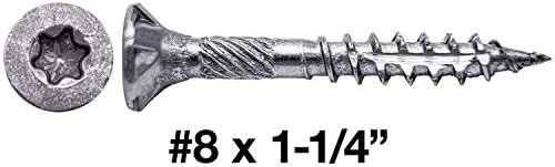 Jake Sales #8 x 1-1/4" Silver Star Stainless Steel Wood Screw Torx/Star Drive Head - 300 Grade Stainless Steel (1 Pound - 230 Approx. Screw Count)
