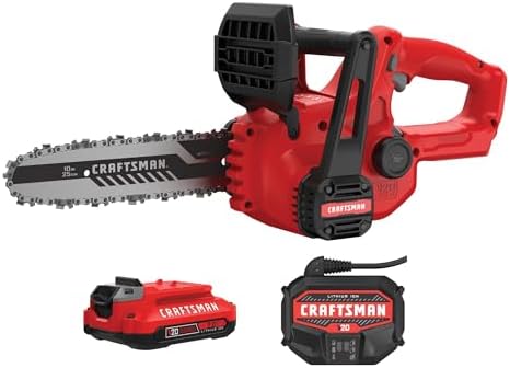 CRAFTSMAN Mini Chainsaw, 10 inch Mini Chainsaw Cordless, Electric Chain Saw, V20 Battery and Charger Included, Handheld Tree Trimmer Wood Cutter (CMCCS610D1)