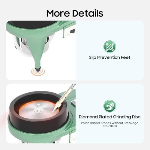 Gem Faceting Machine, 2800RPM Gemstone Flat Grinding Polishing Machine Jewel Angle Polisher Jade Grinding Polishing kit with 6" Disc & Manipulator for Gemstone, Polishing Engraving Drilling