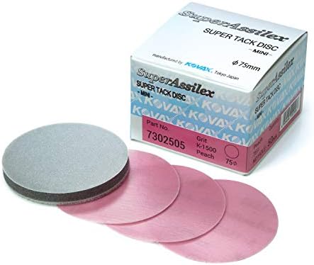 Super Assilex Flexible 3 inch Sanding Discs, PEACH K-1500, Hook & Loop, 730-2505, 50 Discs + Interface Pad