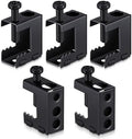 Tandefio 5 Pcs 1/4"-20 Spring Steel Beam Clamps Metal Beam Hangers Bolt on Clamp for Installation on Beams 1/4" and 3/8" Threaded Rod, S Hooks Bridle Rings for Pipe Cable Woodworking Tool (Black)